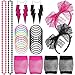 Guichangkai 80er Party Kleid Zubehör Mottoparty kostüm 80 Jahre Kostüm Zubehör Set mit Damen Regenbogen Tutu Rock Damen Neon Halsketten Mehrfarbig Perlenkette für 1980 Party kostüm Damen Set
