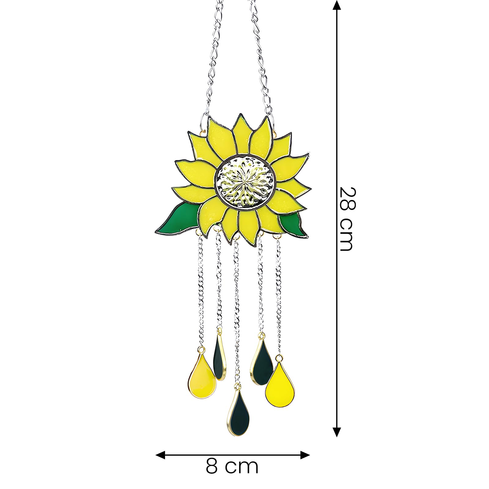 maxtachi Small Sunflower Wind Chimes for Garden, Soft Sound Pendant Windchime Ornament, for Outdoor Indoor Home Bedroom Living Room Window Corridor Yard-Yellow - Image 2