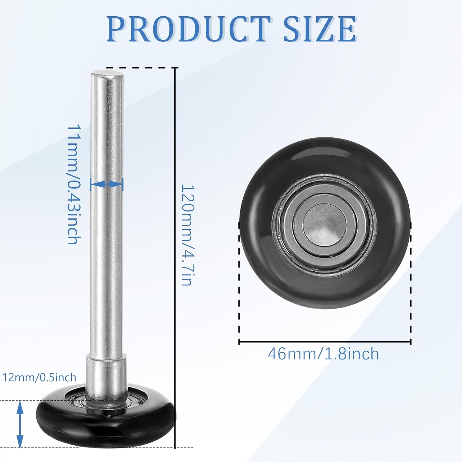 Eagles 2" Nylon Garage Door Rollers - Quiet and Smooth Black Garage Door Replacement Wheels - Garage Door Rollers with 6200-2RS Double Seal - 4.7" Stem with Cap (12Pack,46 x 120mm)