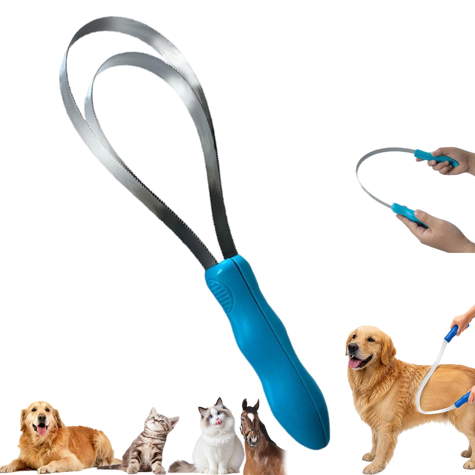 Dual Sided Shedding Blade, Dual Sided Pet Grooming Brush, Stainless Steel Shedding Blade Dog with Soft Grip Handle 28cm for All Breeds & Coats Horse Cat (B#)
