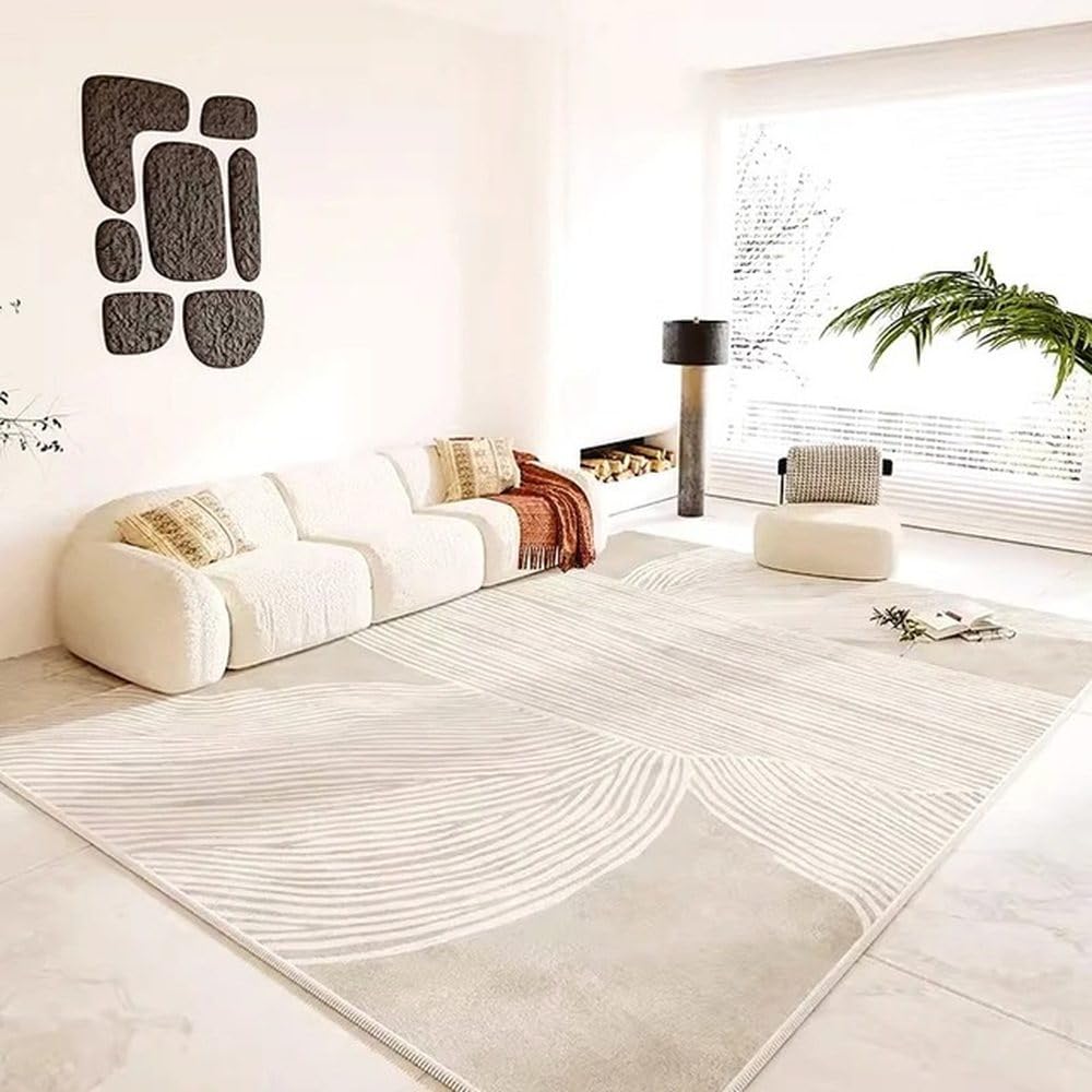 Tapis de salon à rayures de grande surface 140x200 cm doux pour sol de chambre moderne