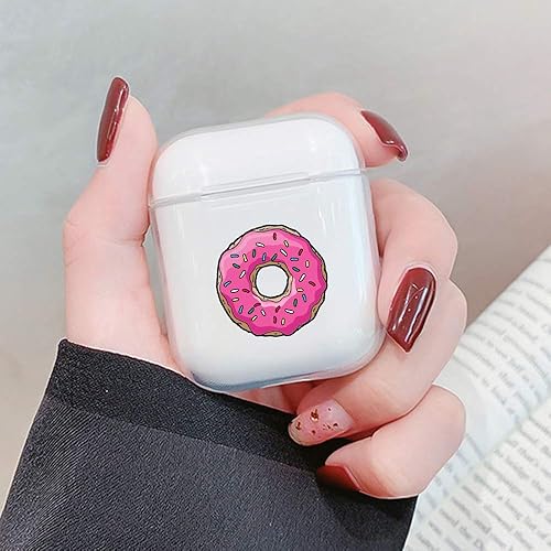 Miniatura 3 de JOYLAND Linda funda transparente para AirPod 1 y 2, transparente con forma de dona, funda para auriculares inalámbricos, suave, antipolvo, flexible,