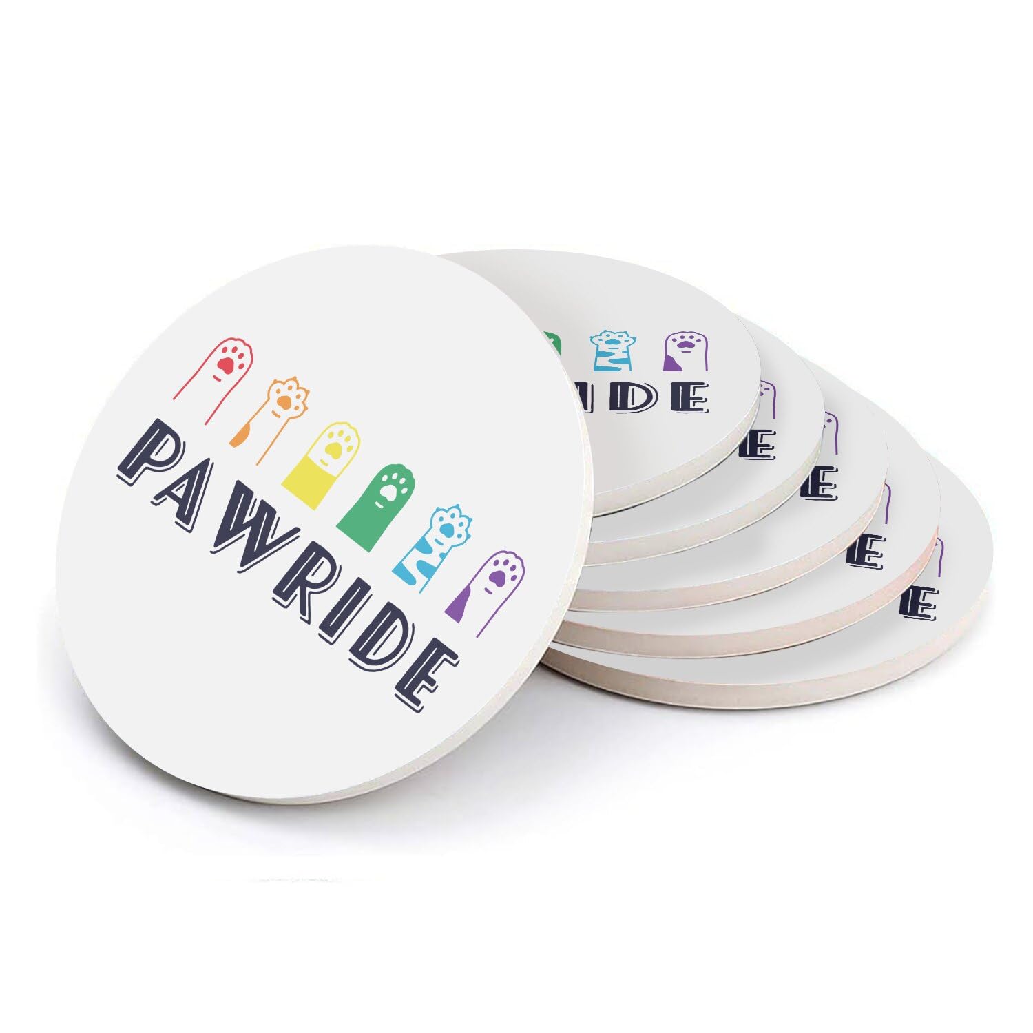 Sous-verre céramique Pawride chien chat fier de célébrer l'amour arc-en-ciel