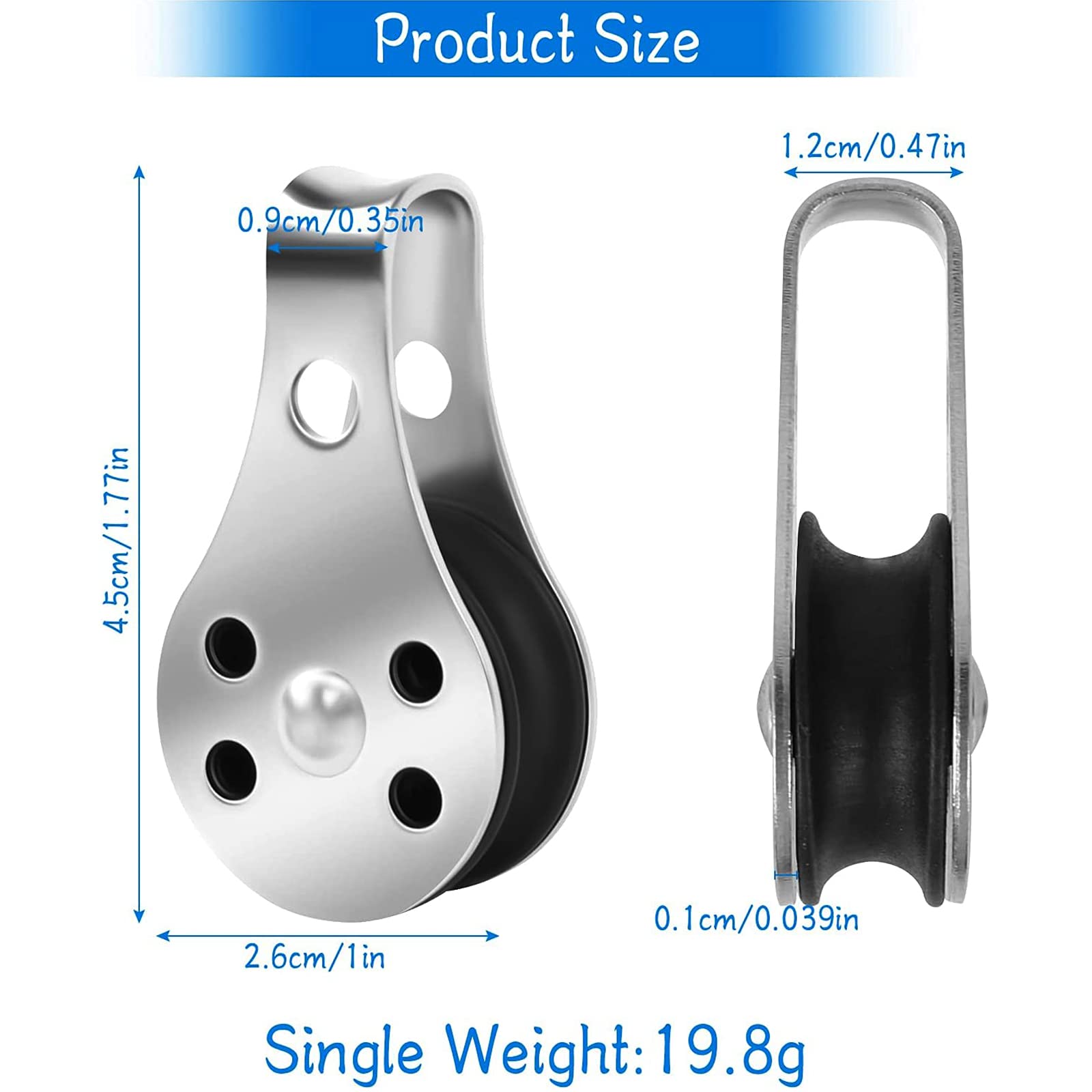 2 Pezzi M25 Puleggia Carrucola, Puleggia Palestra In Acciaio Inox 304, Carrucola Per Sollevamento, Blocco Puleggia Piccolo In Carico 150Kg, Per Fune Fitness,Trasporto, Gru, Costruzione