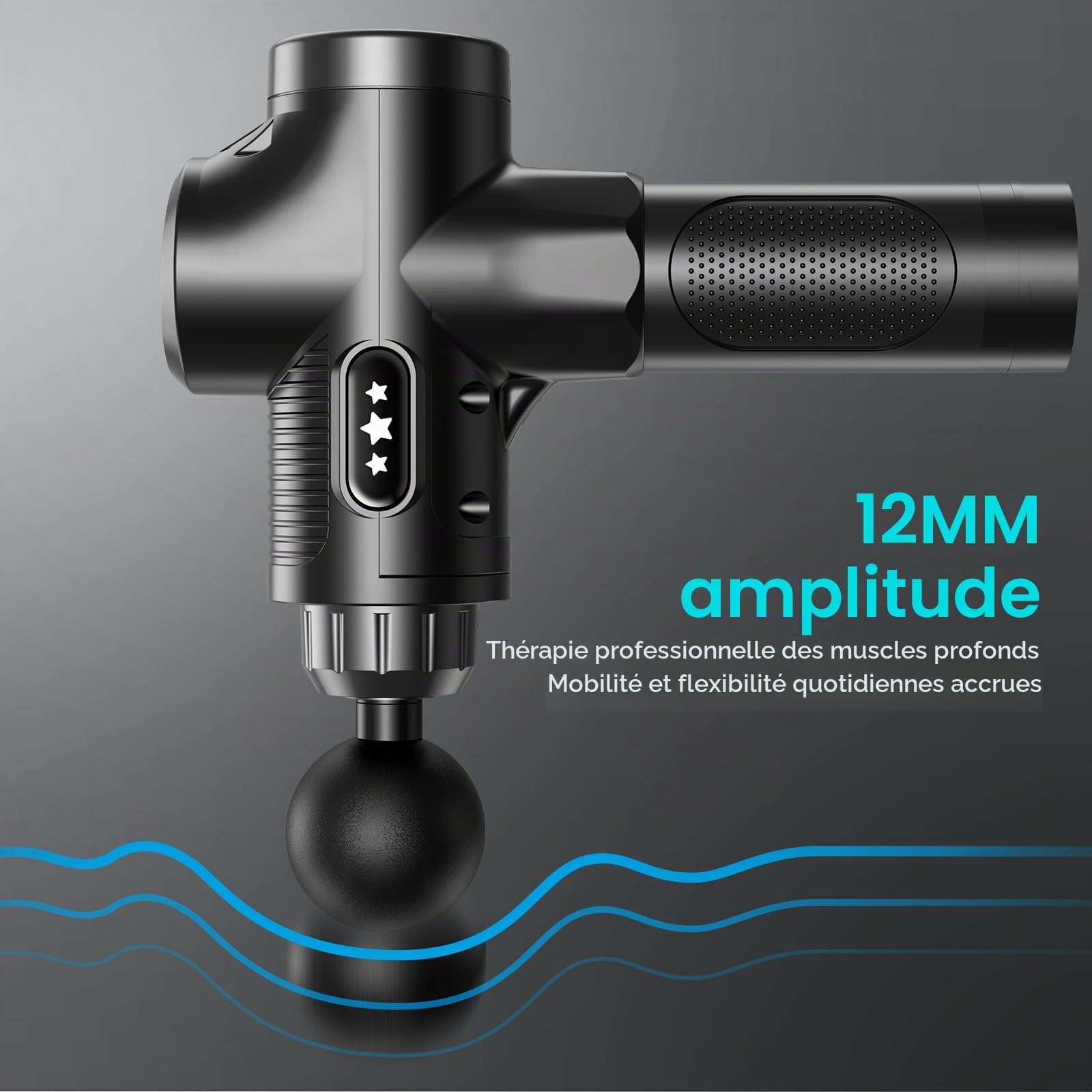 Pistolet de Massage Musculaire, ANSGEC 30 Vitesses et 10 Têtes de Massage, Massage Gun de Muscle Profonds avec l'Écran LCD, Utilisé Pour Soulager la Fatigue Musculaires