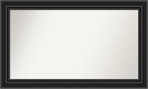 Amanti Art Black Bathroom Mirror for Over Sink, 30x50 Custom Made Colonial Black Rectangle Vanity Mirror, Oversize Traditional Wood Frame, Hangs