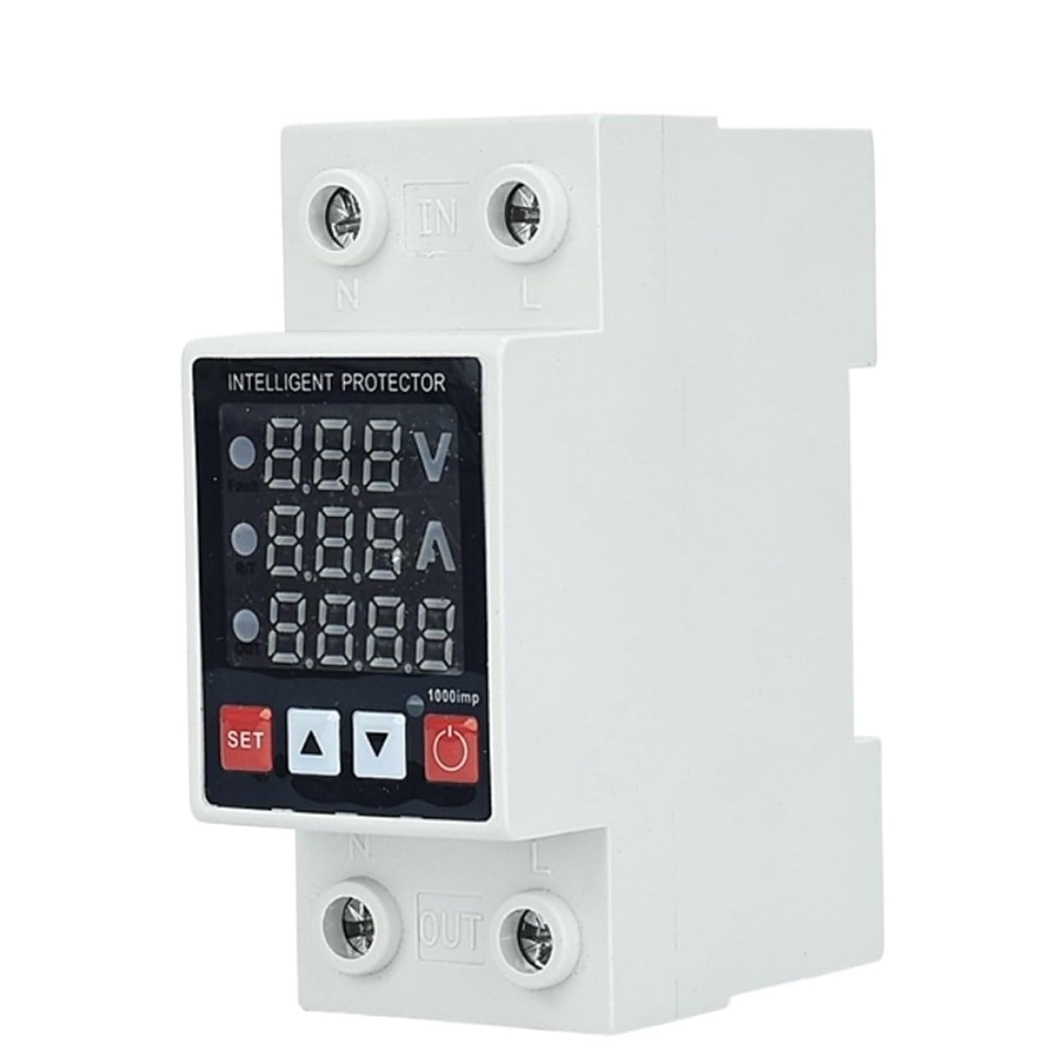 2p 63A AC Adjustable overvoltage Under Voltage Protector Monitor Current Energy Power kWh Meter