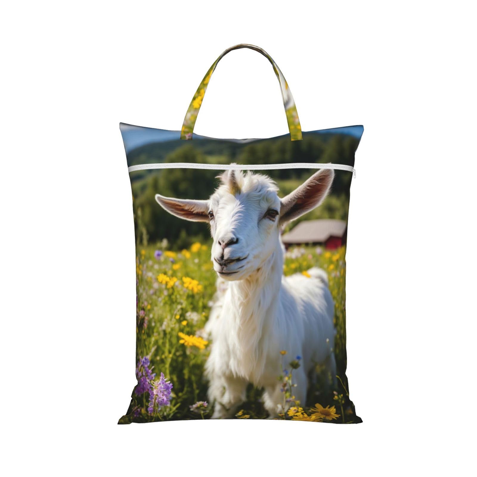 Goat Print Travel Laundry Bag Foldable Lightweight Camping Beach Dorm Weekend Getaways