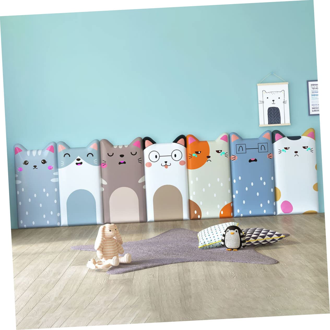 jojofuny Adesivi Murali Imbottiti Per Cameretta Bambini 3D Gatti Animali Decorazioni Parete Morbide Autoadesive Set 2 Pezzi 19.69X9.84X0.59In Per Asili Sale Giochi