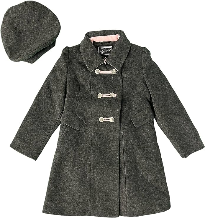 Rothschild Big Girls' Faux Wool Petal Front Military Coat