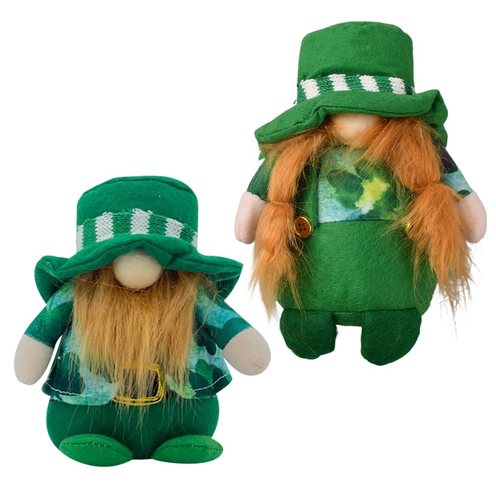 GORGECRAFT 2 Stili Gnomi Del Giorno di San Patrizio Decorazioni per Bambole di Peluche Cappelli Verdi Irlandesi Folletto Trifoglio Fortunato Quadrifogli Statuetta Nana Mr e Mrs Coppia di Anziani Ornam