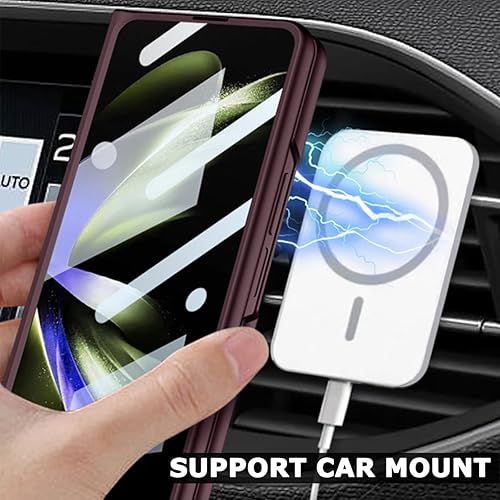 Miniatura 3 de NINKI Funda ultradelgada compatible con Samsung Galaxy Z Fold 5 con protección de pantalla, color rojo vino, a prueba de golpes, funda delgada de