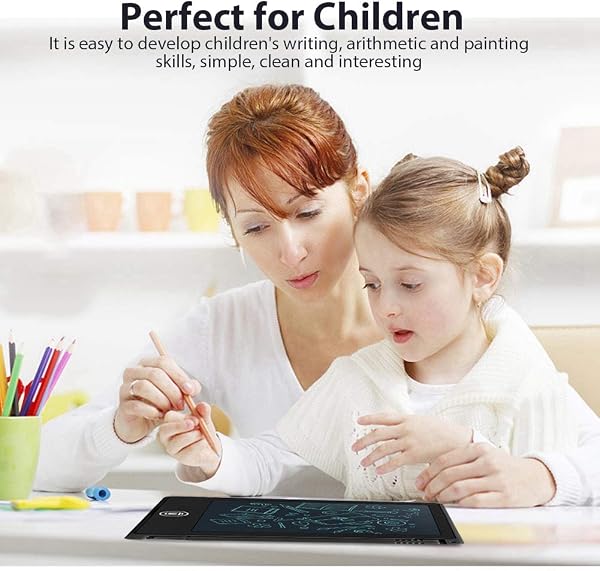 Lazmin Tableau d'écriture, Tableau d'écriture LCD 4,5 Pouces, Tableau de Dessin pour Tablette pour Enfants/Enfants, Rappel de la liste des mémos, Tableau Muiti-Functional (3 Couleurs en Option)(Noir) - 5