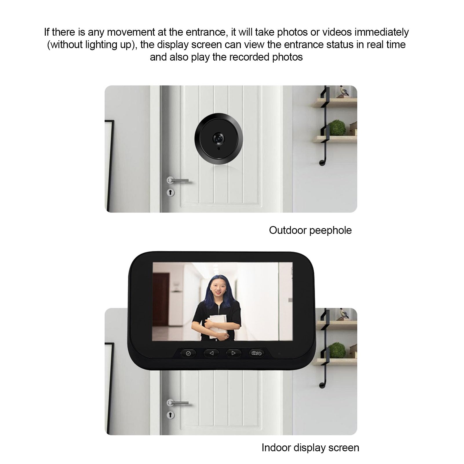 Fafeicy Caméra Judas Vidéo écran Couleur 4,5 Pouces 1080P Grand Angle 135 Degrés avec Détection de Mouvement Visionneuse de Porte Numérique pour Porte D'appartement de sécurité à