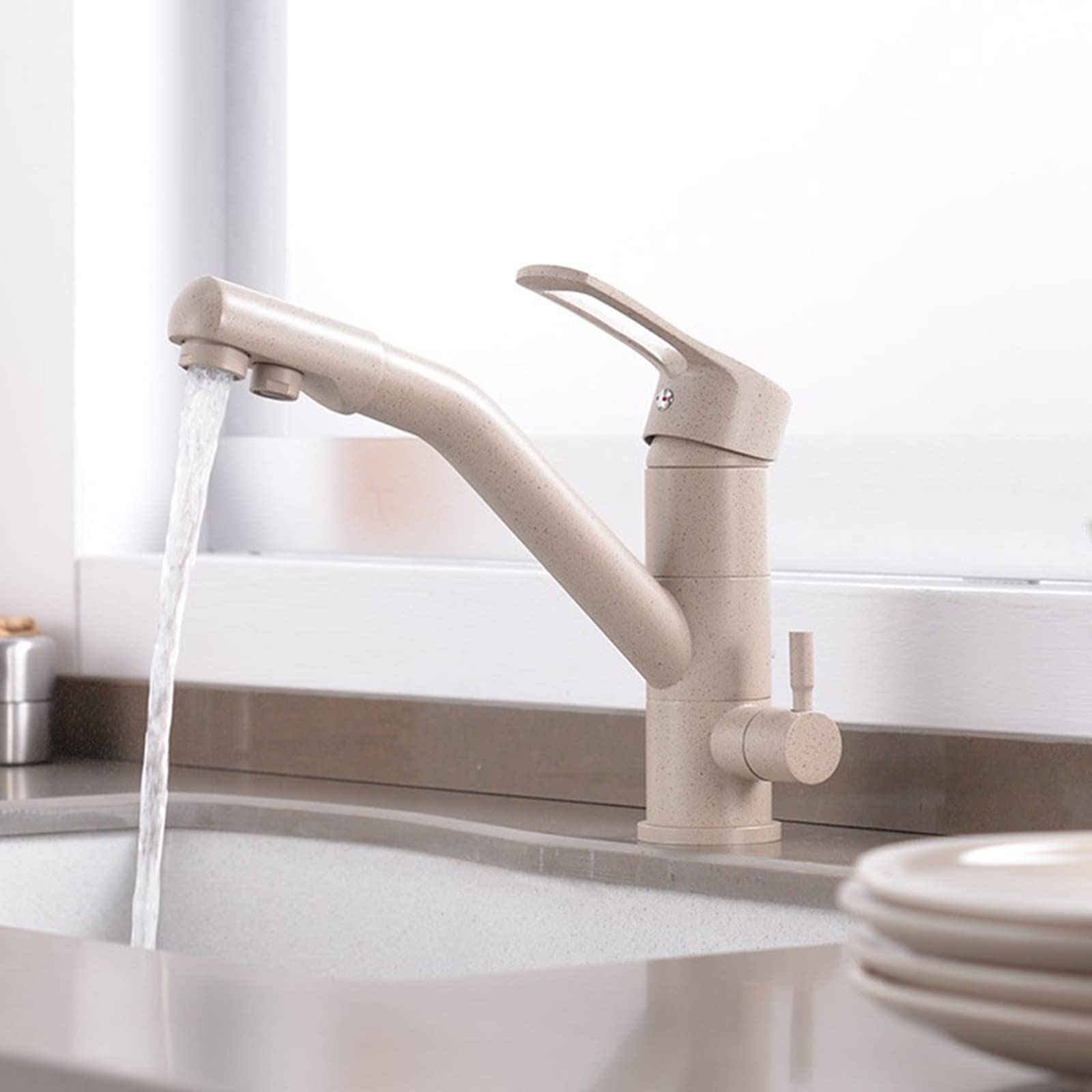 Robinet de Filtre à 3 Voies pour évier de Cuisine, Robinet de Filtre à Eau à 3 Voies, Robinet d'évier de Cuisine pivotant en Laiton, robinets d'évier de Cuisine 3 en 1 -