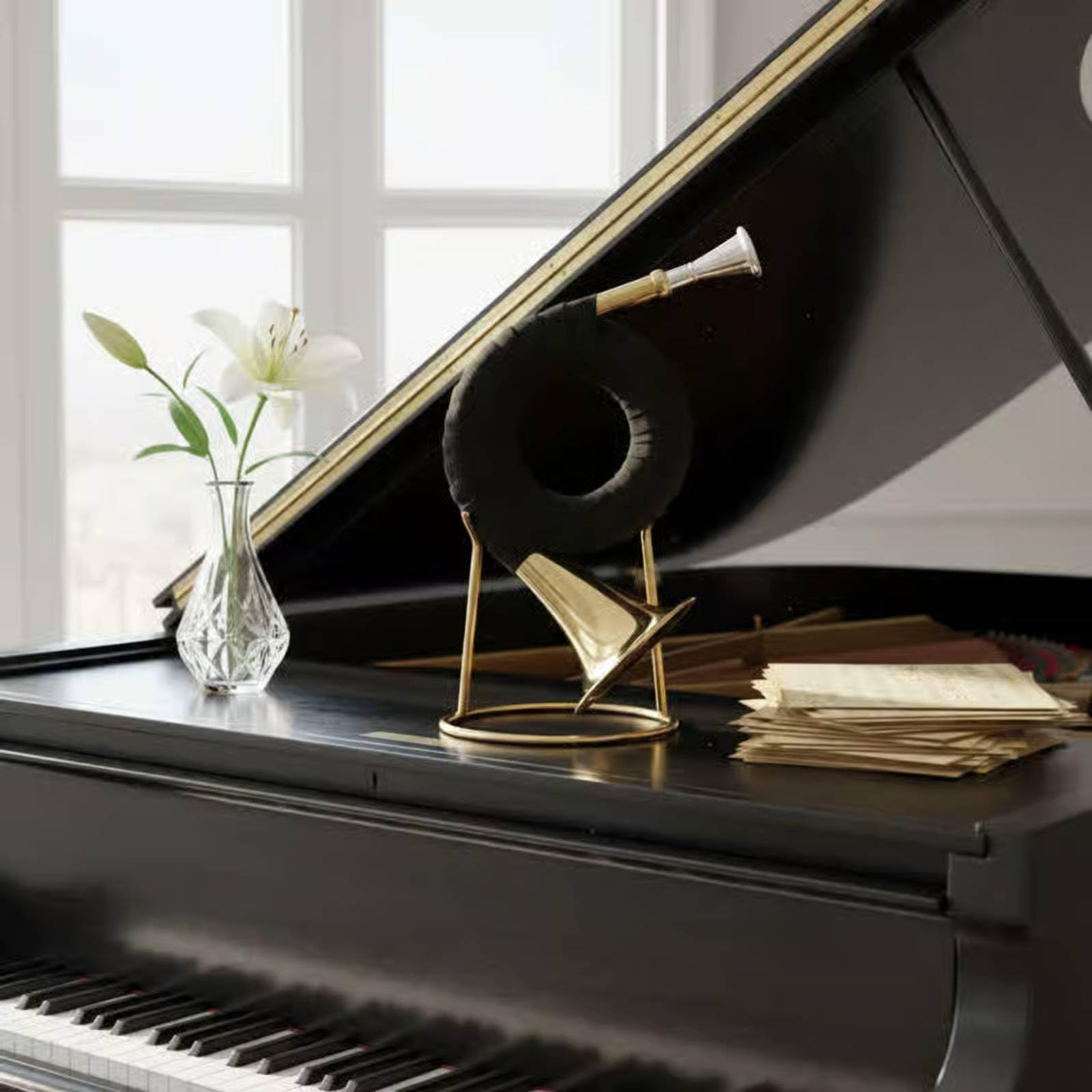 predolo Corno Francese Mini in Ottone Bb Corno Strumento Banda Orchestrale Studio Compatto Corpo in Ottone Finitura Timbro Chiaro con Supporto E Panno Adatto