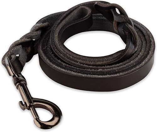 Correa Trenzada de Cuero para Perro - Negro - 180 cm