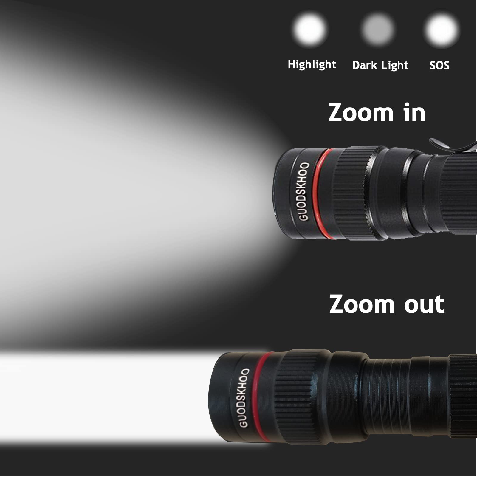 GUODSKHOO LED Taschenlampe Wiederaufladbar – Extrem Hell, Wasserdicht, 4 Modi Für Outdoor