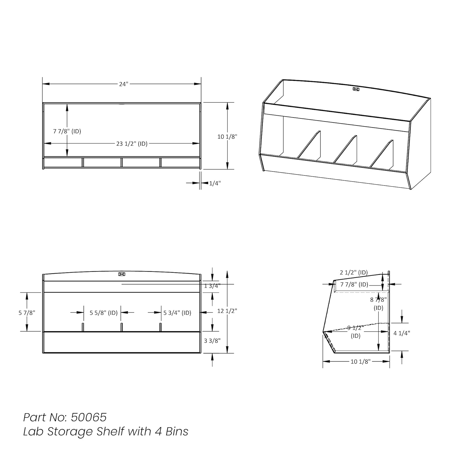 TrippNT Lab Storage Shelf with 4 Bins