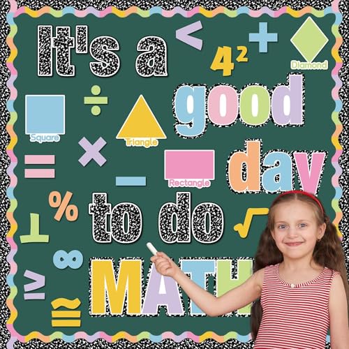 48Pcs Composition Bulletin Board It's a Good Day to Do Math Classroom Decor Back to School Wall Decor for Classroom Math Educational Bulletin Board Decorations Set Cutouts for Office Home Chalkboard - Image 5