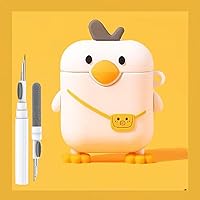 Vista 1 de Linda Funda de Pato para Airpod de 2ª y 1ª Generación, Divertida Funda de Airpods 3D de Dibujos Animados Kawaii con Kit de Limpieza y Llavero