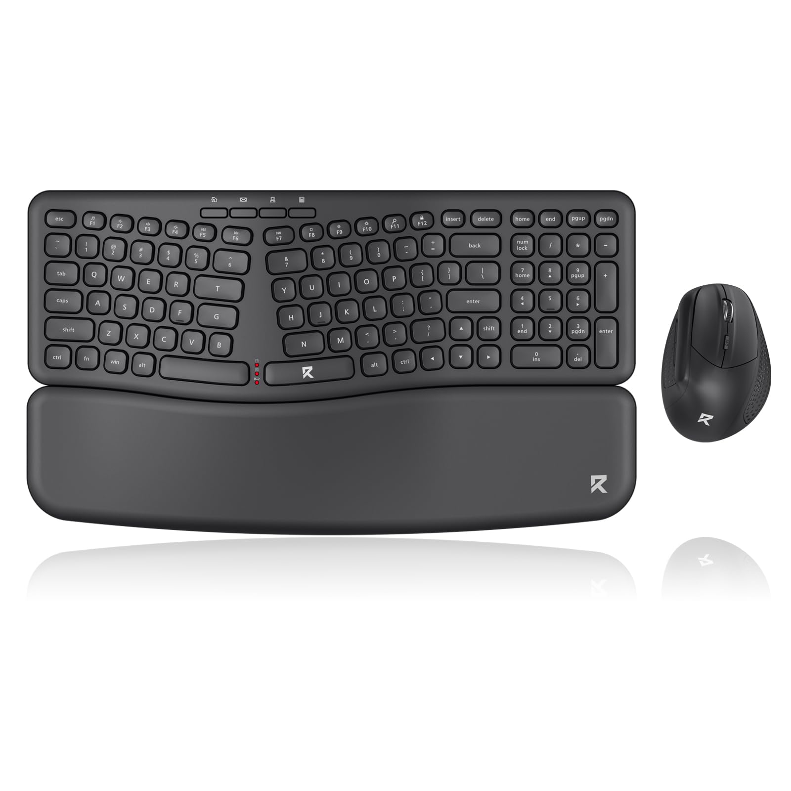 Redragon BS7162 - Combo de teclado y mouse inalámbricos, 108 teclas de 2.4 GHz, teclado inalámbrico de membrana de perfil bajo con diseño cómodo inclinado, reposamuñecas, mouse ergonómico máximo de
