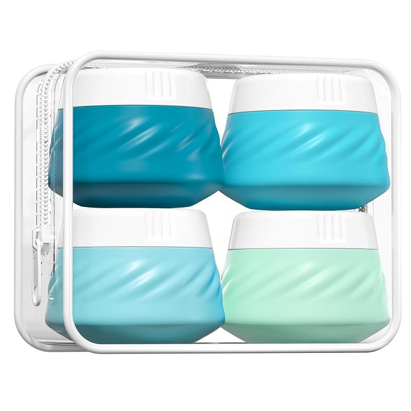 Frascos de silicone Gemice para viagem com tampa e estojo transparente, 30 mL, pacote com 4