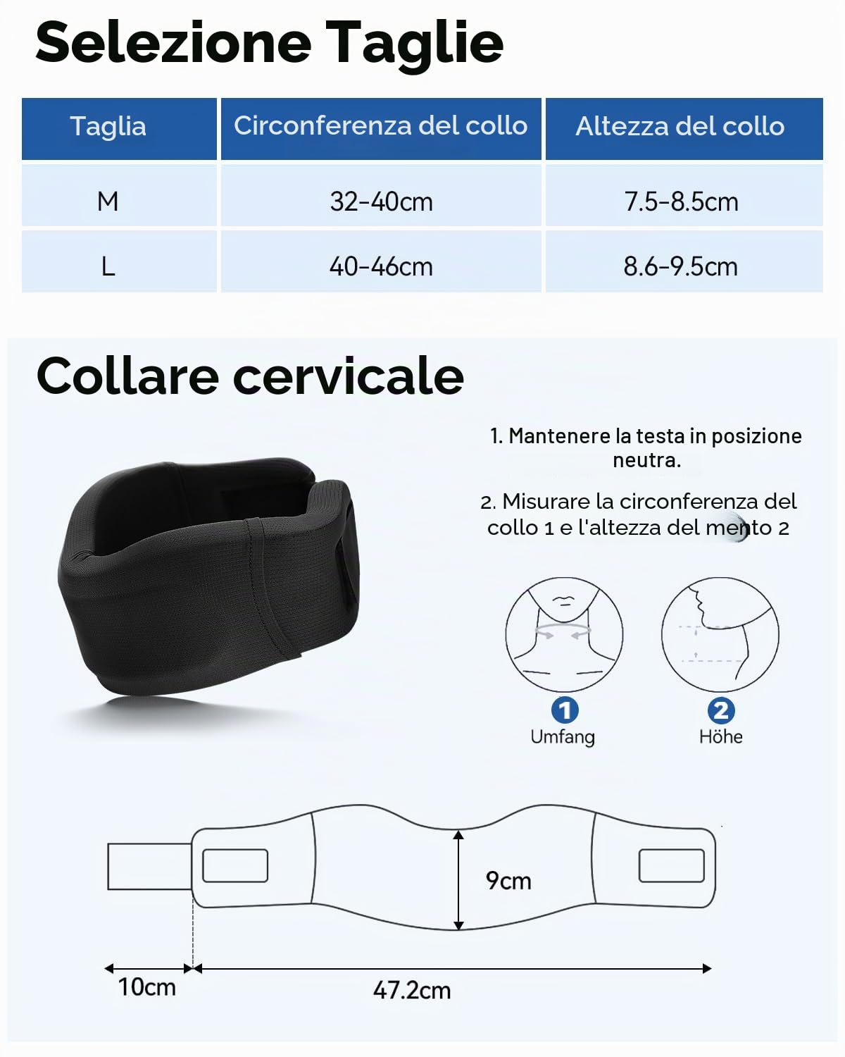 Collare Cervicale Morbido Regolabile – Collare per Dolore al Collo, Allevia la Pressione Vertebrale – Ortopedico Cervicale per Viaggiare, Lavorare, Dormire (Nero,M)