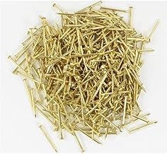 Clavos pequeños de cabeza redonda chapados en cobre, caja de madera para uñas, color amarillo, 1,2 x 6 mm