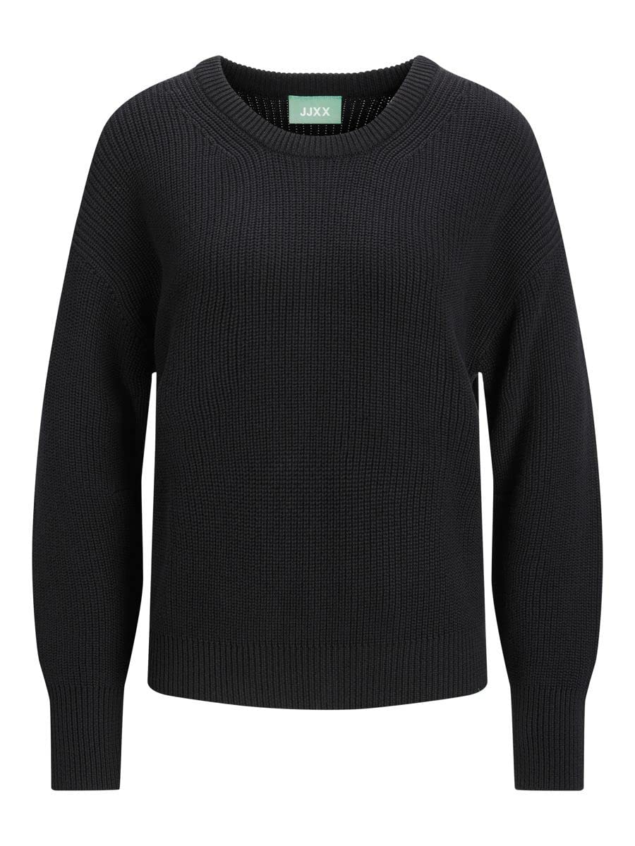 JJXX Jack&Jones Women's JXMILA LS Twist Crew Neck Knit NOOS Sweater Sweater, Black, XS
