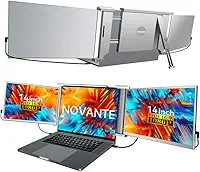 Monitor Duplo Portátil para Notebook 14" - Expansor de Telas Triplo com Design 315°, Tela IPS FHD 1080p 60Hz, Baixa Luz Azul, Compatível com Windows/Mac/Switch (Cabos Inclusos)