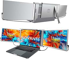 Monitor Duplo Portátil para Notebook 14" - Expansor de Telas Triplo com Design 315°, Tela IPS FHD 1080p 60Hz, Baixa Luz Azul, Compatível com Windows/Mac/Switch (Cabos Inclusos)