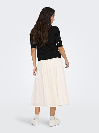 ONLY Onlsaga Life LS O-Neck CC Knt - Maglione Donna A Girocollo, Maniche Lunghe, Maglia Fine, Colore Nero, Taglie Regolari