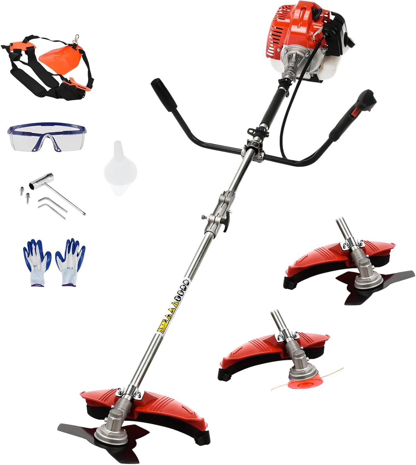 2025 New Gas Weed Wacker, 52cc 5-in-1 Gas Weed Eater, String Trimmer, Hedge Trimmer, Pole Chainsaw with Extension Pole,Brush Cutter, Multi Functional Trimming Tools for Home Yard Garden (Orange)
