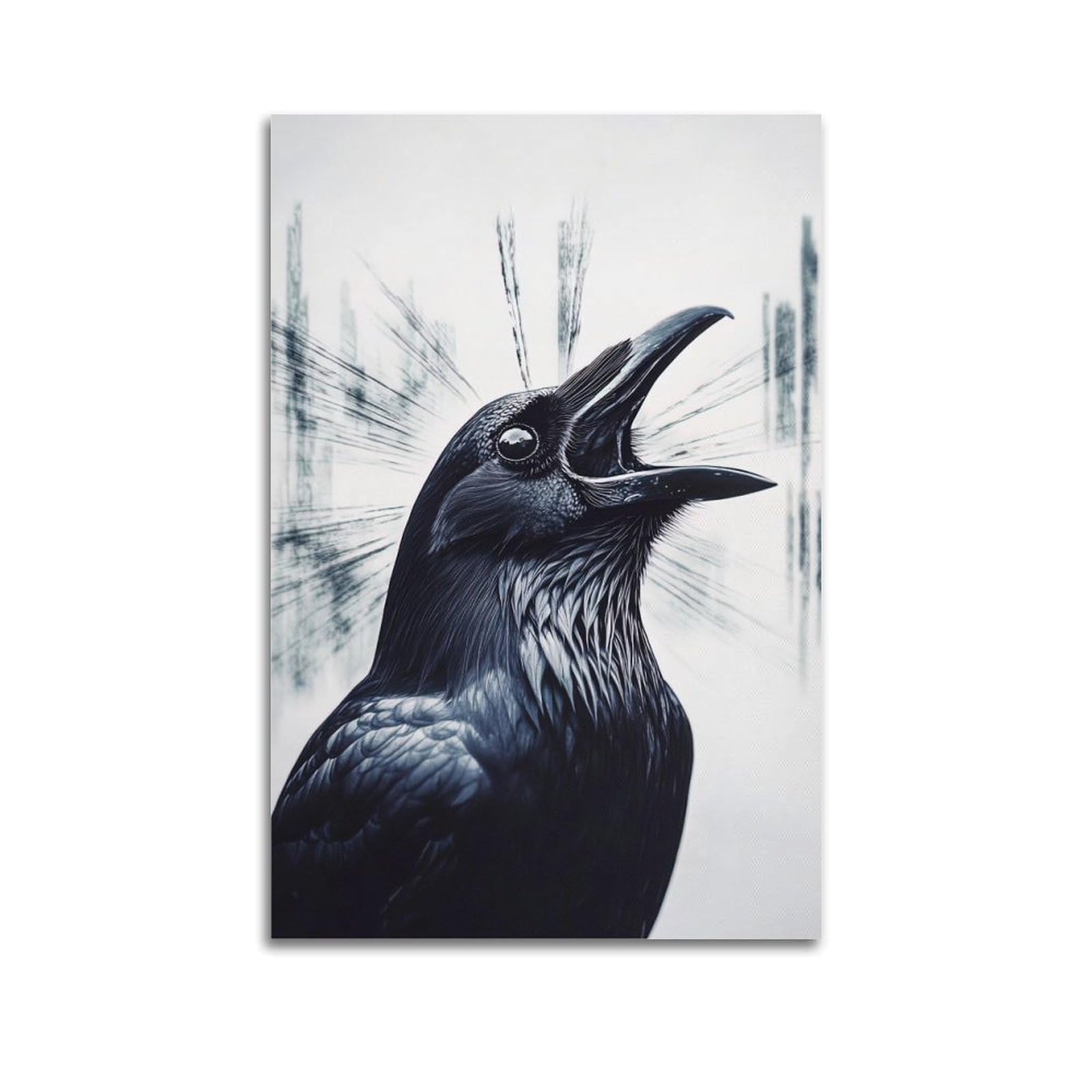 ZSZWHJ Animal Poster Open-mouthed Crows Poster Decorative Painting Canvas Wall Posters And Art Picture Print Modern Family Bedroom Decor Posters 20x30inch(50x75cm)