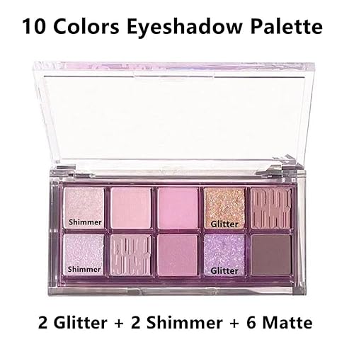Miniatura 9 de Go Ho Paleta de sombras de ojos de 10 colores, maquillaje de sombra de ojos mate y purpurina, sombra de ojos rosa negro rosa, aspecto natural,