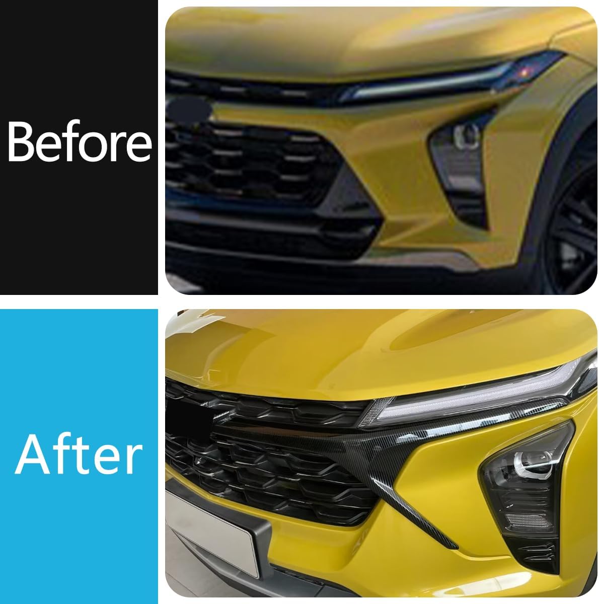 Car Accessories Fit For Chevrolet TRAX 2024 2025 2026 Not Fit Trax Active Front Grill Grille Mesh Cover Front Bumper Hood Trims (Carbon Fiber) 2PCS ABS