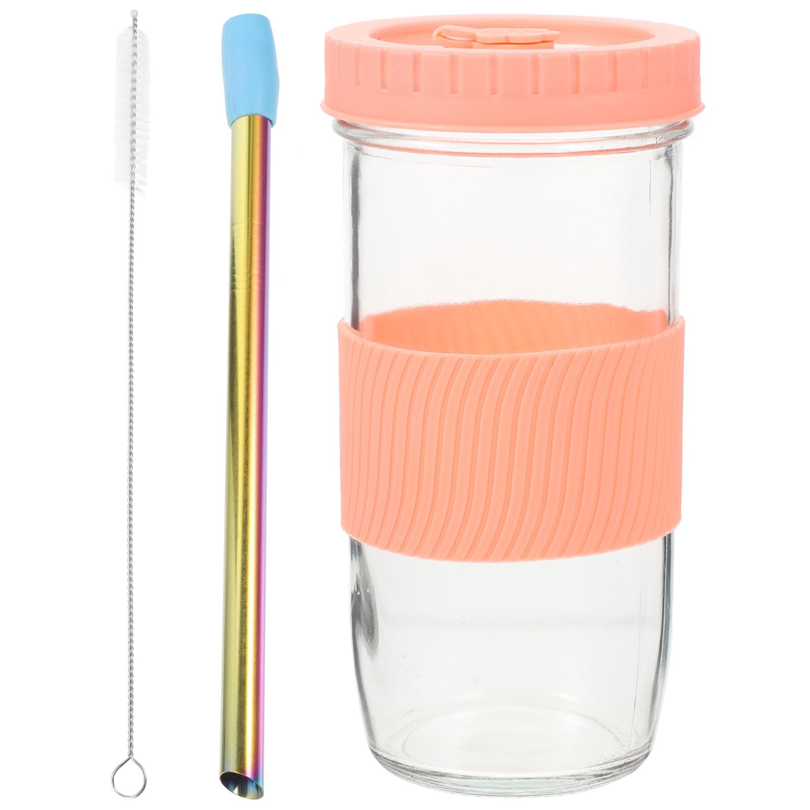 Vaso de vidrio de 24oz con pajita para disfrutar tus bebidas frías en casa