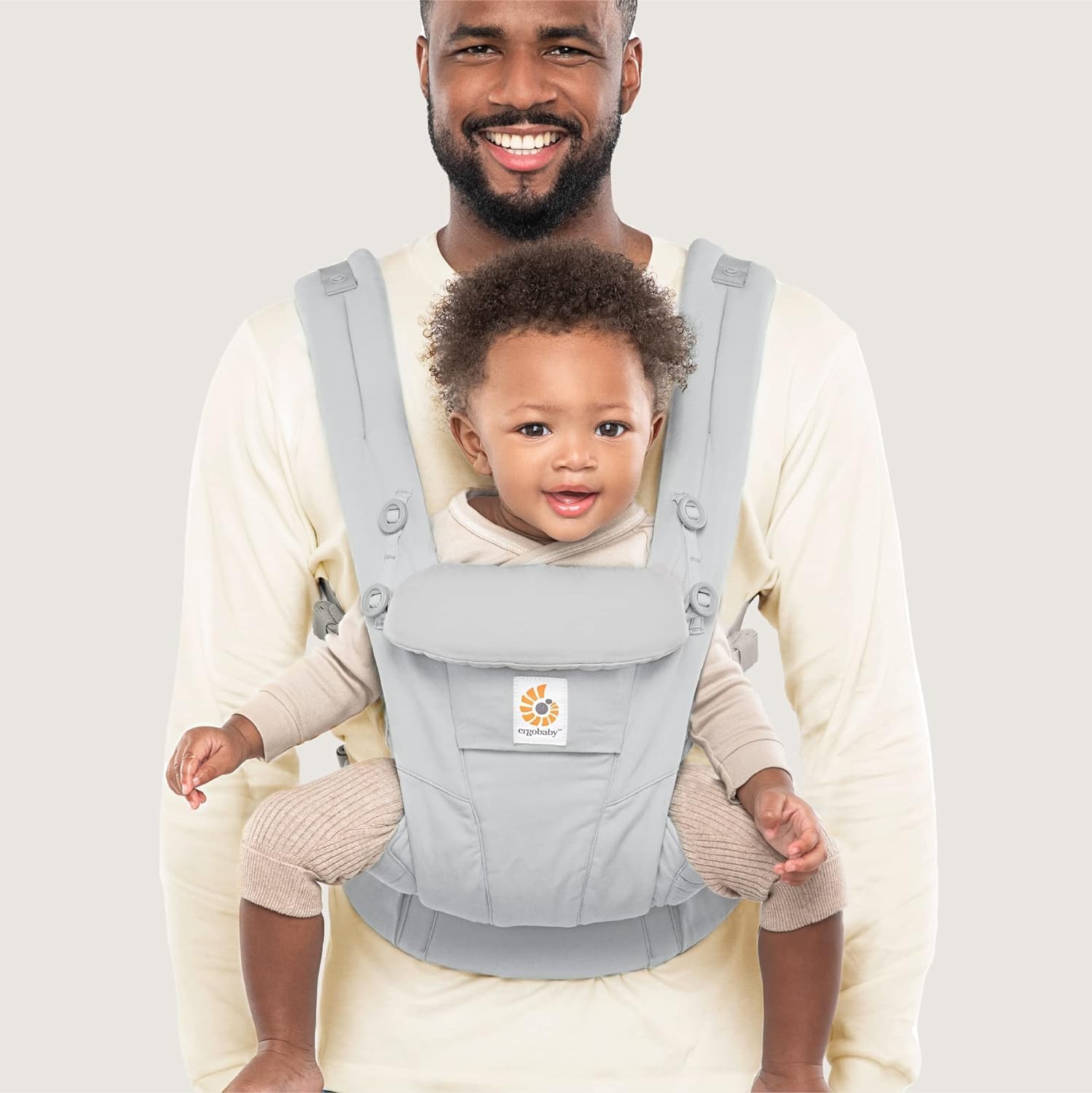 Omni Dream Cotton Baby Carrier Newborn to Toddler - Breathable Baby Carrier for Summer - All-Position Carriers for Newborn to Toddler with Lumbar Support (7-45 lbs) - Cotton, Pearl Grey