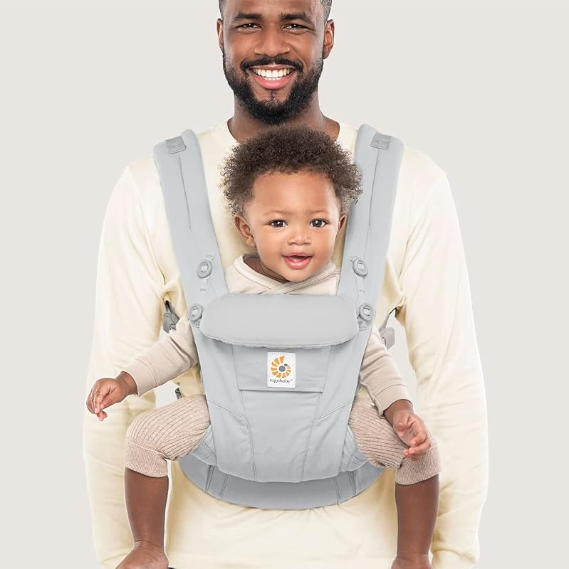 Ergobaby Omni Dream Cotton Baby Carrier Newborn to Toddler | Breathable, All-Position Carriers for Newborn to Toddler with Lumbar Support, Fits 7-45 lbs, Pearl Grey