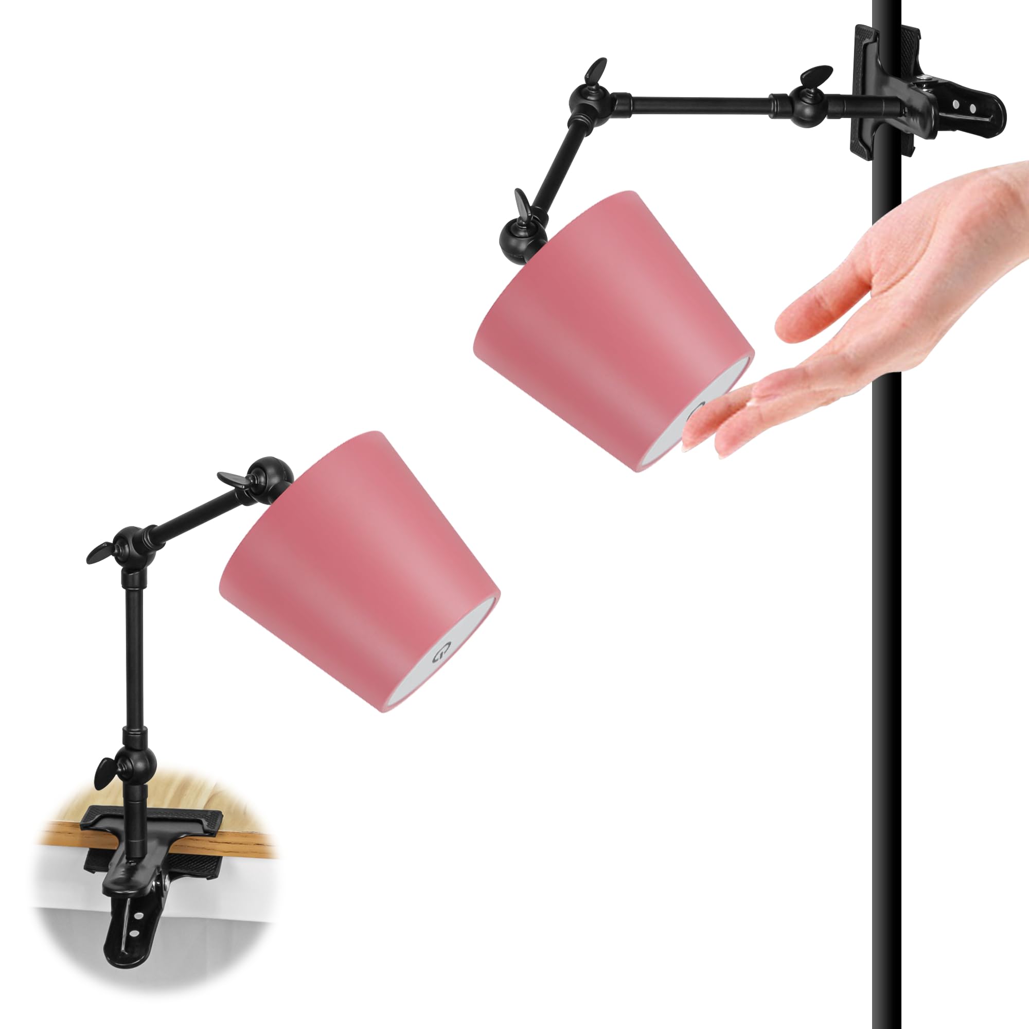 SKIVTGLAMP LED Clip Light, Pole Mounted, Tpye-C Rechargeable, Eye-friendly, Signage Light, Cordless Electricity, No Wiring Required, Arm: 3.9 inches (10 cm), Touch Operation, 3 Ways 3 Level Dimming