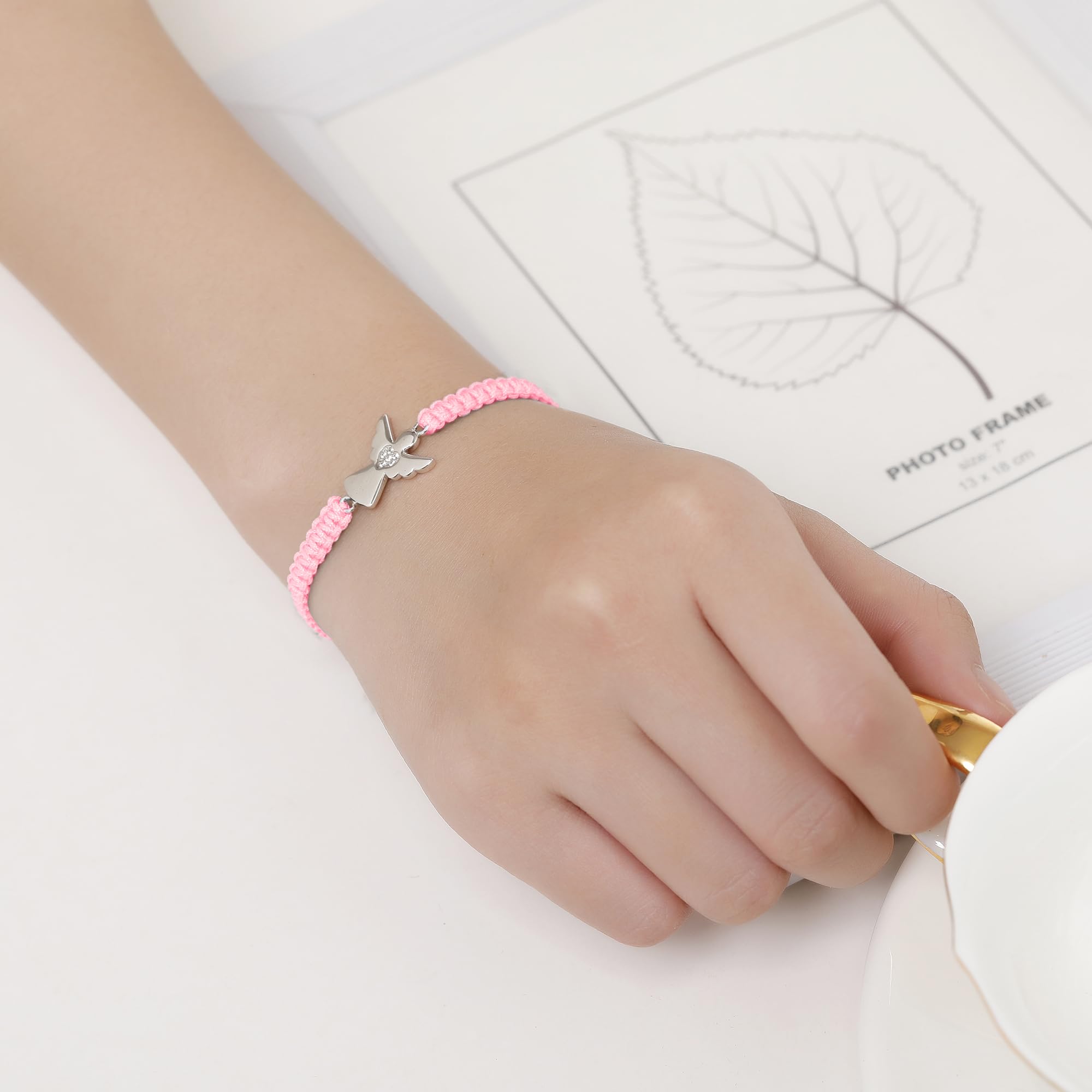 Jrêveinfini Pulsera de Ángel Guardián con Zirconitas Transparentes, Plata de Ley 925, Adecuada para Mujeres y Niñas