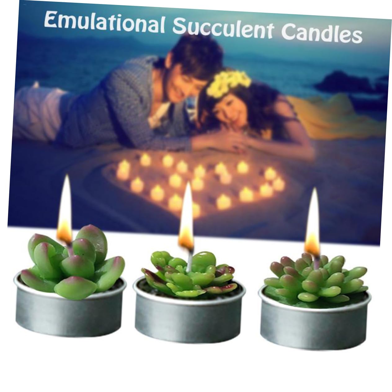 FUNOMOCYA Succulent Candles Set Tealight Candles for Birthday Wedding Spa Home Decorations
