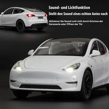 Model Y 1:32 Scale Model Car Die-Cast Alloy Electronic Toy with Pull Back Function with Lights and Music Mini Vehicle Toy as a Gift for Children (Blue)