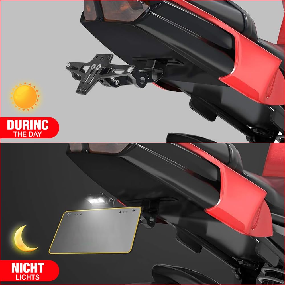 Porta Targa Moto, Supporto Targa Regolabile, Porta Targa Universale in lega di Alluminio CNC Regolabile per Moto, per la Maggior Parte dei Modelli di Moto più Comuni