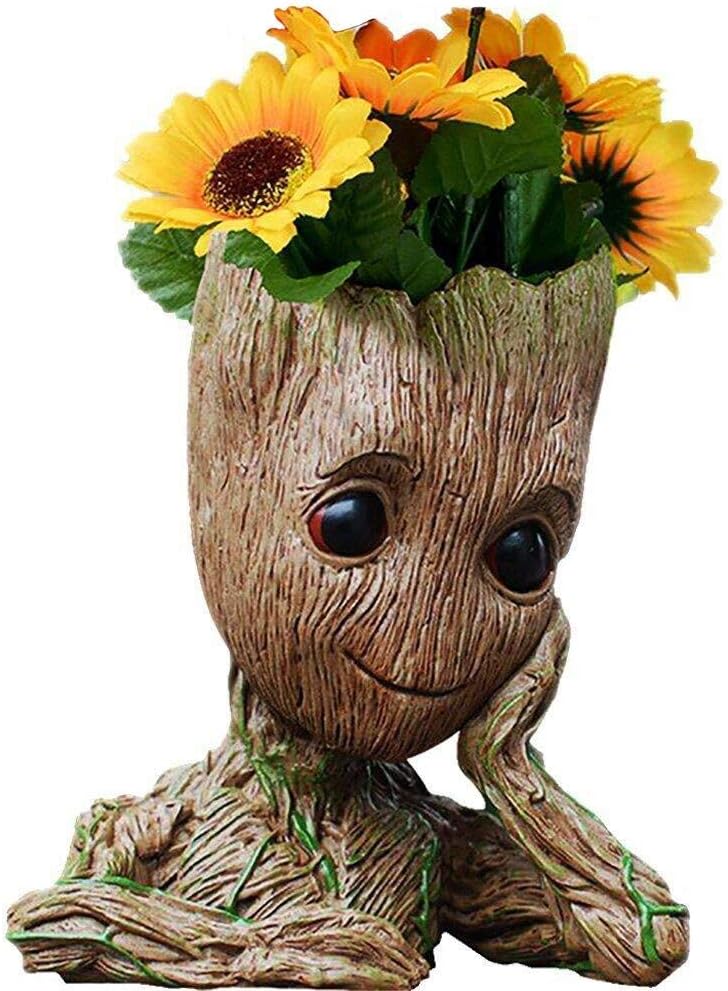 Trend Matters Guardians of The Galaxy Groot Pen Tree Men Pens Holder or Flower Pot with Drainage Hole Perfect for a Tiny Succulents Plants Idea (6 Inches)