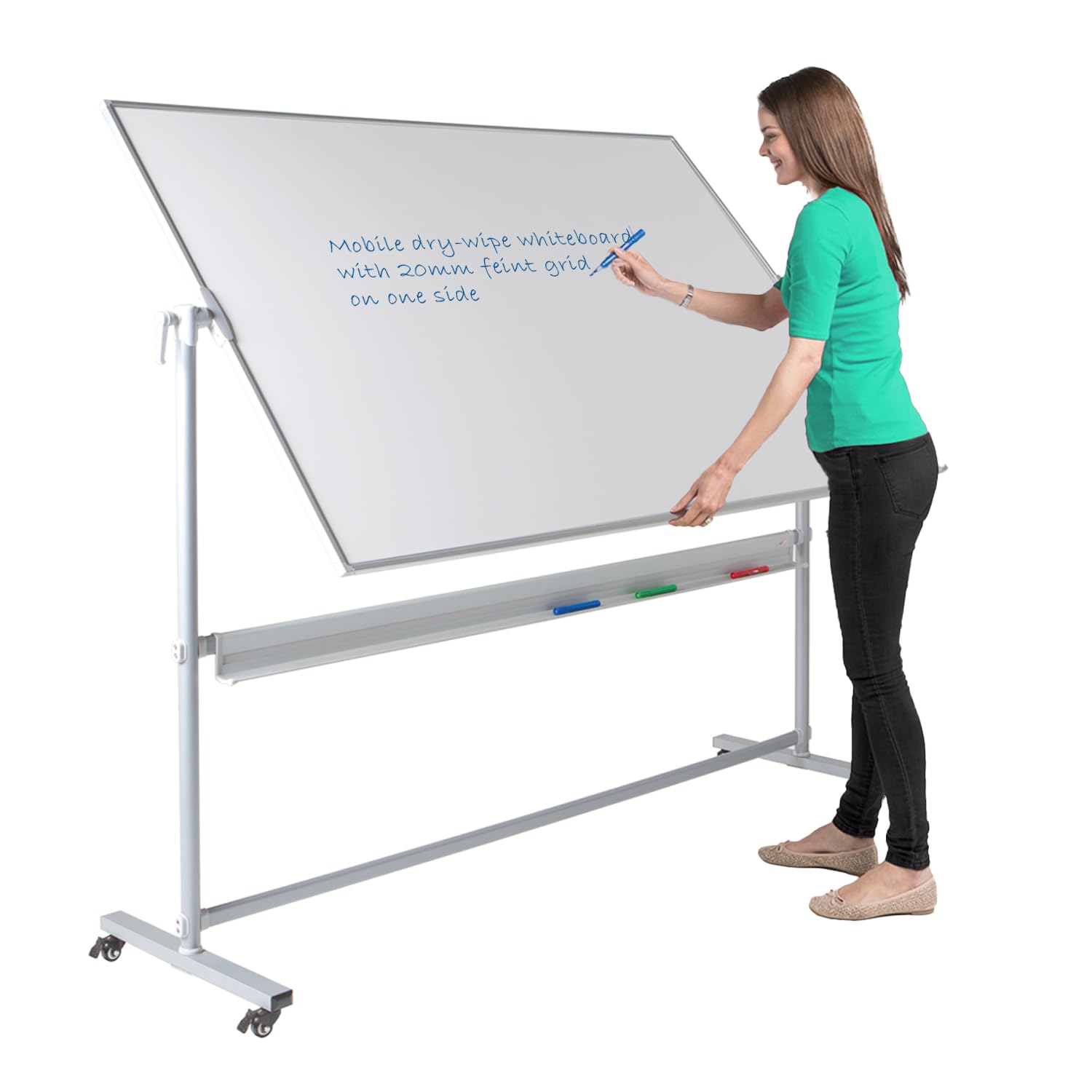 Mobile Non-Magnetic Revolving Whiteboard | 1200 x 1500 mm | Double-Sided Dry-Wipe Surface with Steel Frame | 5 Sizes - Ideal for Office, School, Presentation