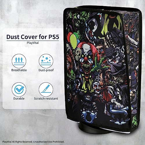 Image of PlayVital Dust Cover for ps5, Soft Neat Lining Dust Guard Anti Scratch Waterproof Cover Sleeve for ps5 Console Digital Edition & Disc Edition - Scary Party