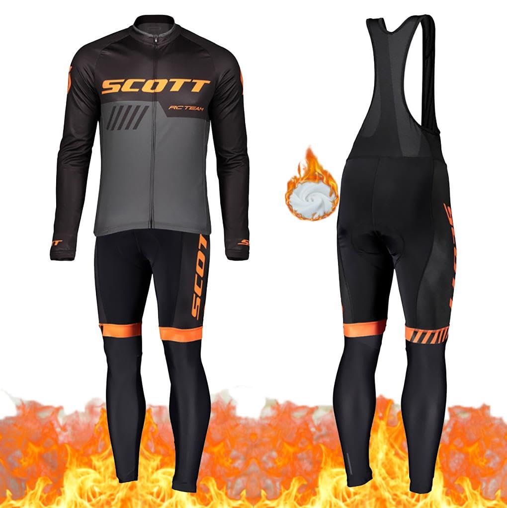 Moxilyn Abbigliamento Ciclismo da Uomo,Maglia Manica Lunga+Pantaloni Lunghi,Cuscino Gel 20D,Moda Set Completo,Abbigliamento Sportivo per Bicicletta,Ciclismo Ciclismo Jerseys per Uomo