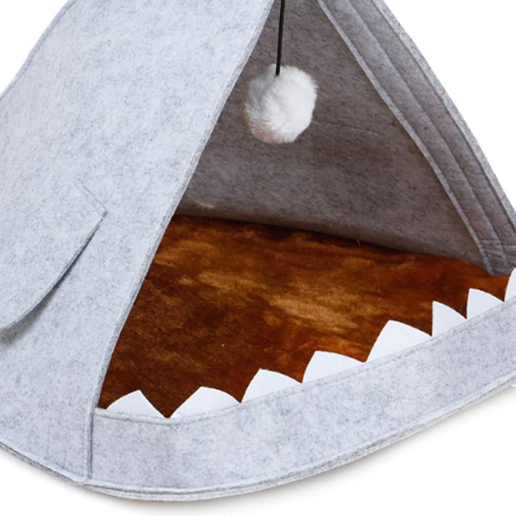 balacoo Adorable Shaped Pet Nest Detachable Dog House Soft Cat Sleeping Bed Grey Felt Pet Cage for Animals for Couch Travel Breathable Comfortable Design